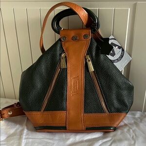 Valentina Leather Convertible Shoulderbag Backpack Handbag two tone leather